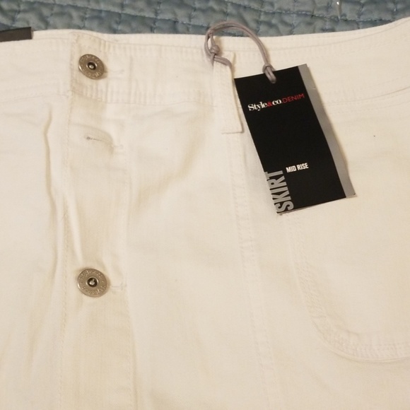 Style and Co White Mid Rise Button up Skirt - Picture 2 of 8